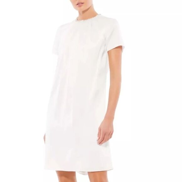 IEENA FOR MAC DUGGAL RHINESTONE EMBELLISHED NECKLINE SHIFT DRESS SZ 8 Event - Picture 1 of 8